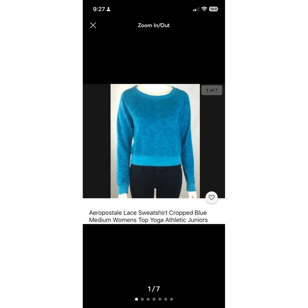 Aeropostale Blue Crop Sweater Athletic Top Size Medium Womens Workout Yoga Aero